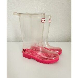 American Girl Girls Size 1-2 Wellie Wishers Peek A Boo Wellies Clear Rain Boots